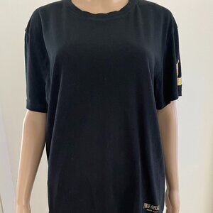 True Religion Gold Metallic Logo Black 100% Cotton T-Shirts Size Large